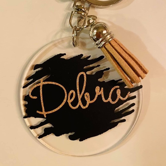 Personalized Round Acrylic Key Chains w Tassel - Picture 6 of 11